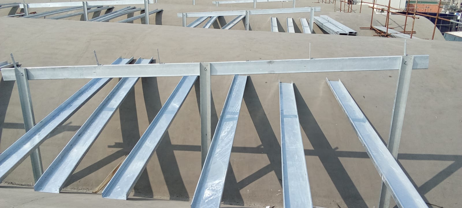 Completed purlin framework at National Foods