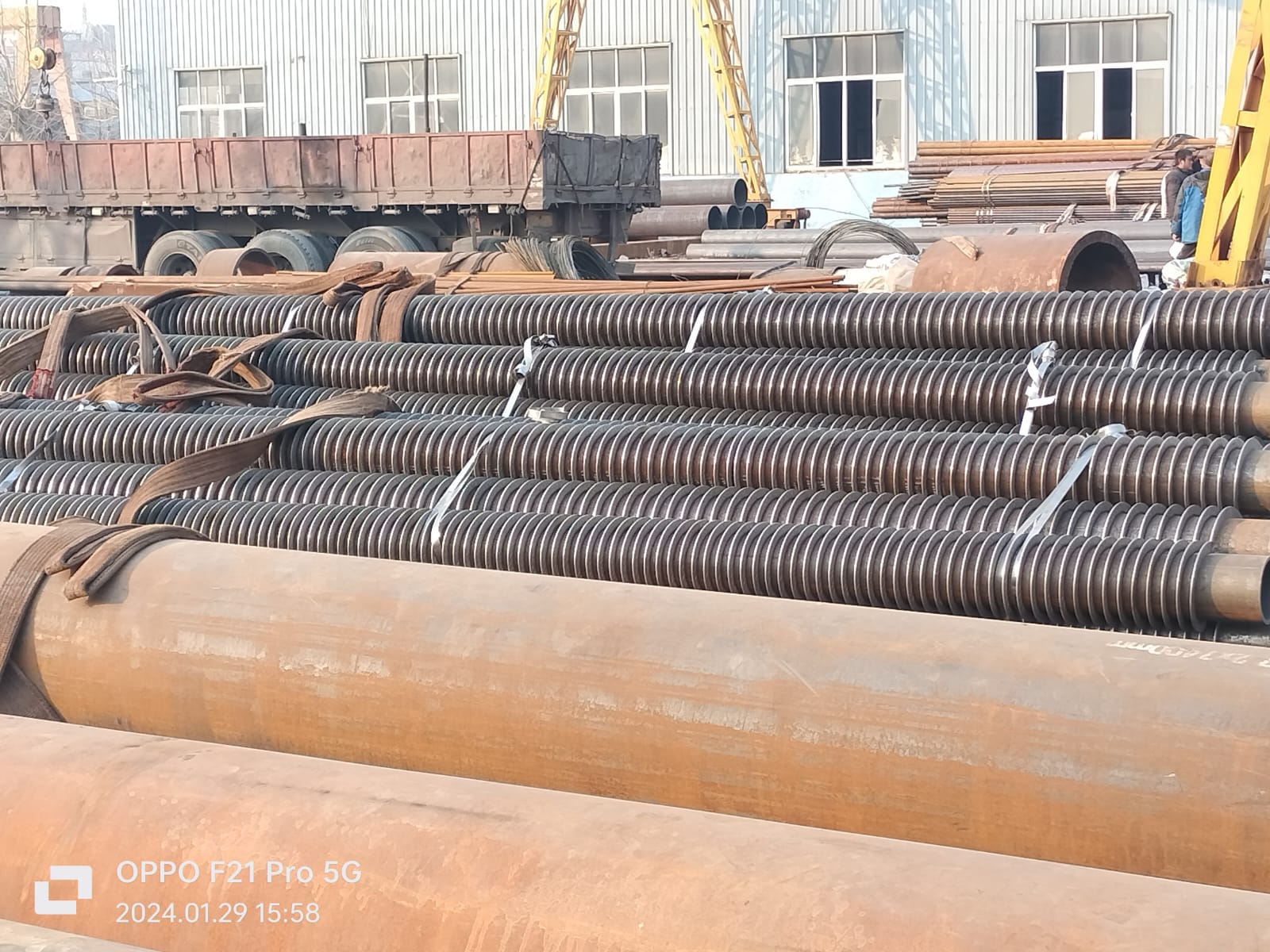Alloy steel pipe and tube stock staged at a supplier yard