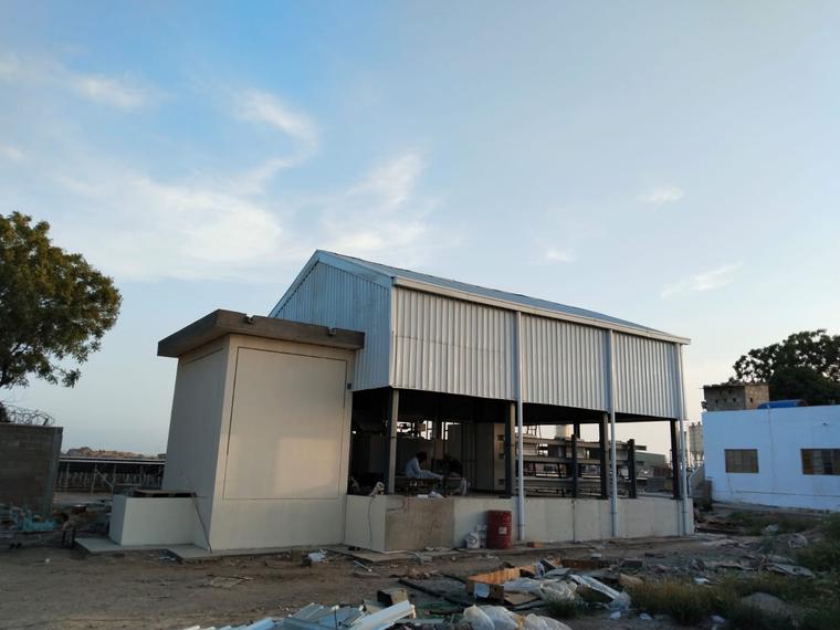 Substation Structure — Metal-clad substation housing nearing practical completion
